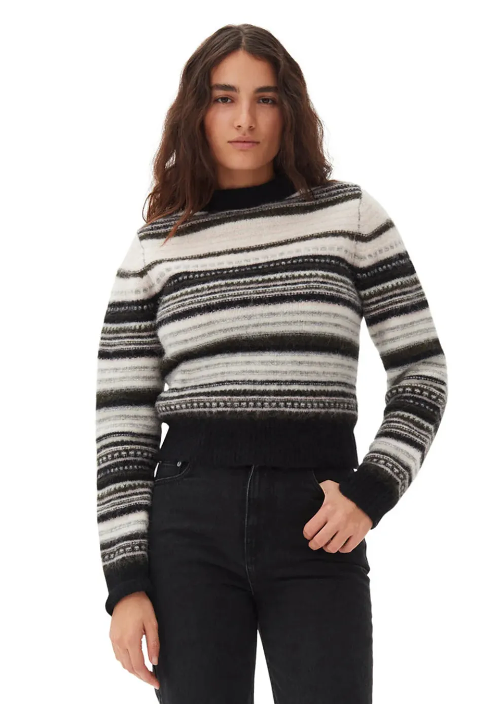 Ganni - Soft Wool Stripe O-Neck