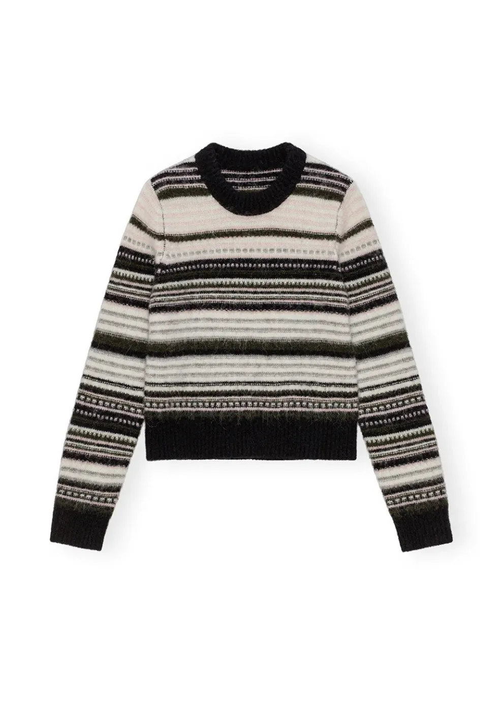 Ganni - Soft Wool Stripe O-Neck