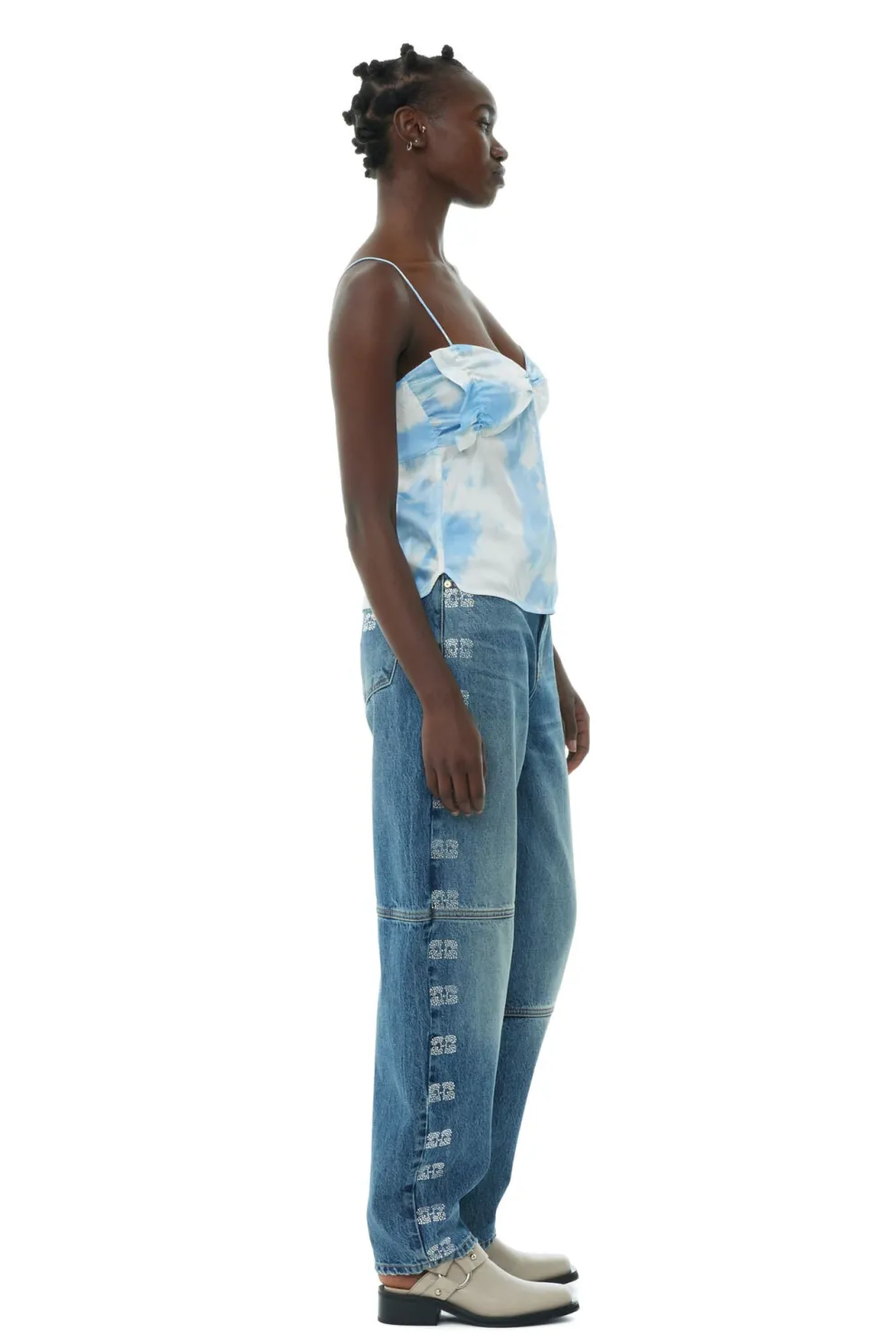 Ganni - Printed Satin Slip Top