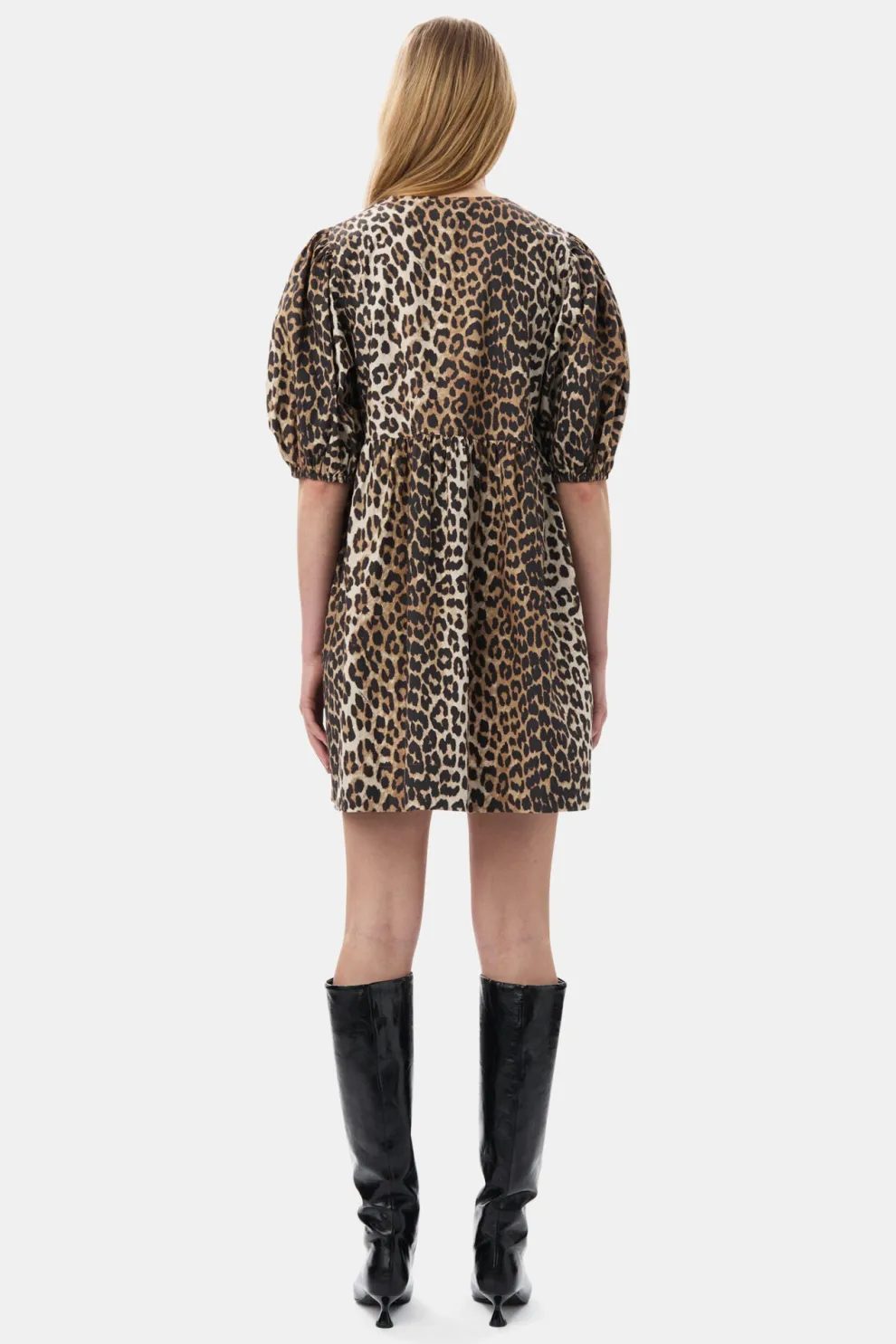 Ganni - Printed Cotton Tie String Mini Dress