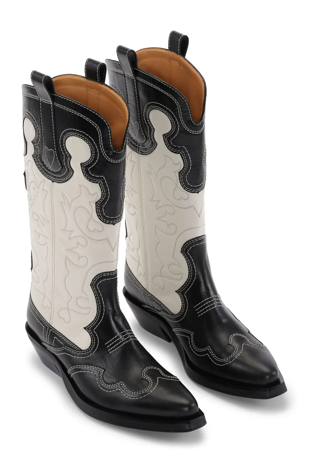 Ganni - Mid Shaft Embroidered Western Bicolor