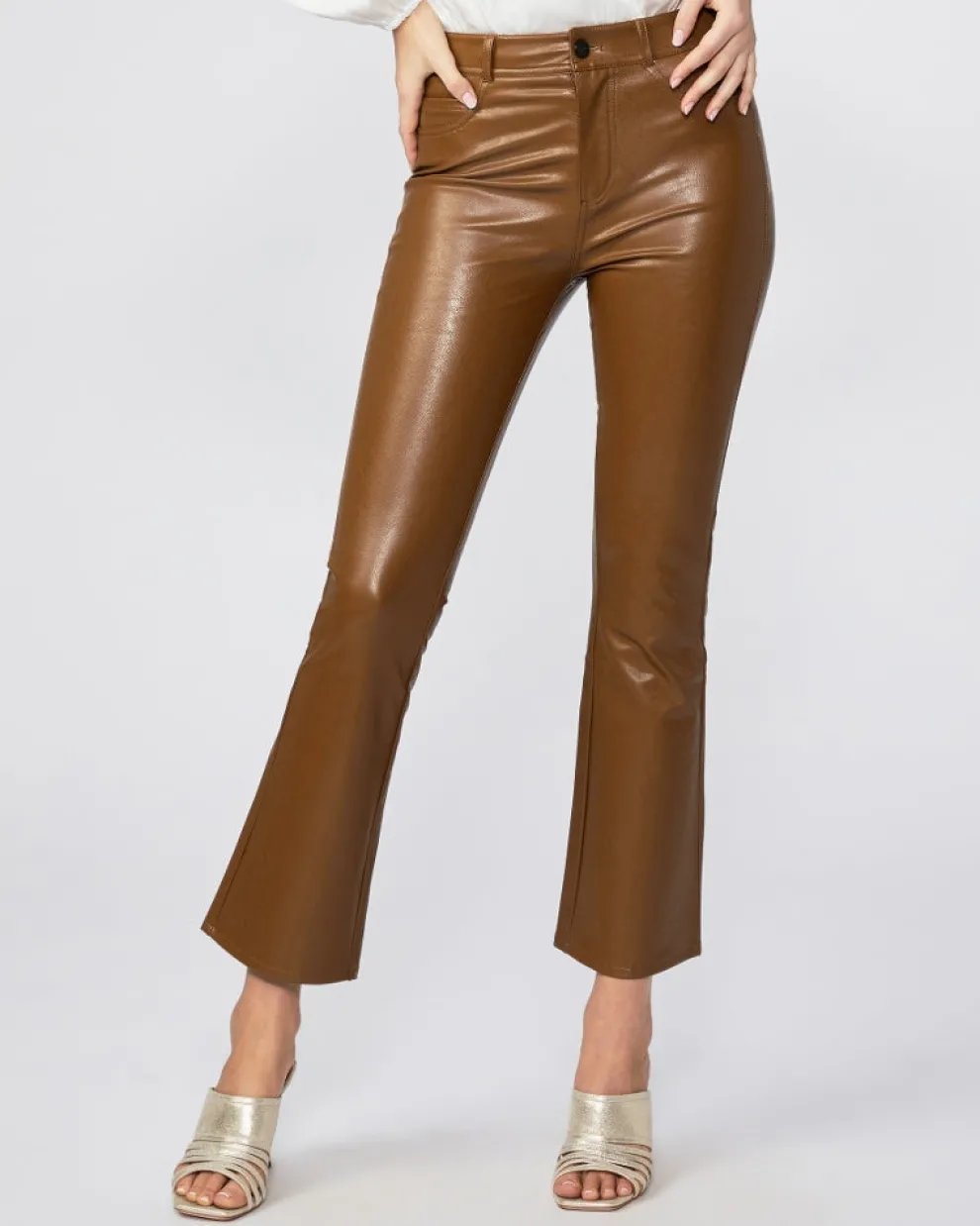 Paige - Claudine Vegan Leather Flare Pants