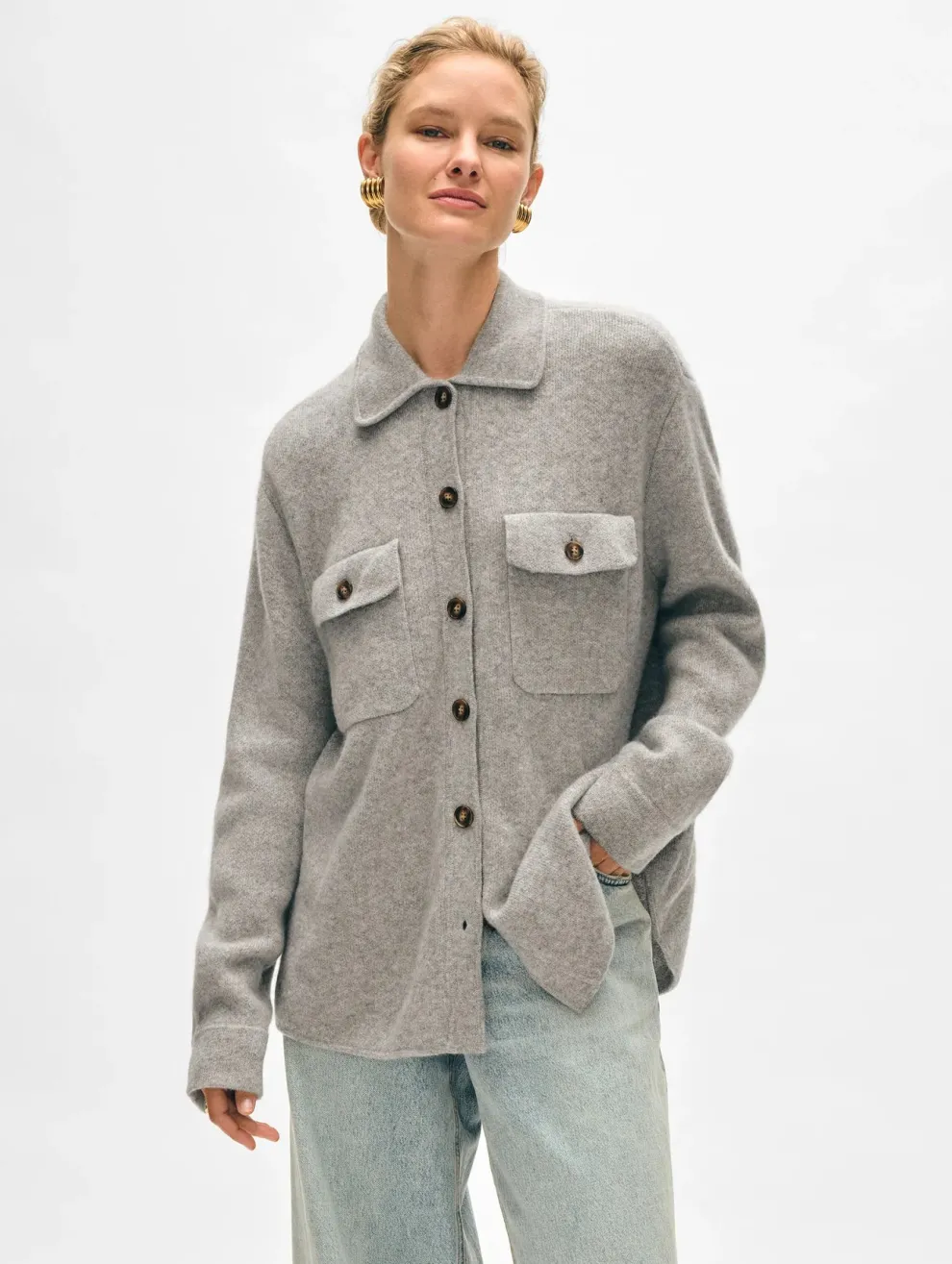 White + Warren - Cashmere Luxe Button Down Shacket