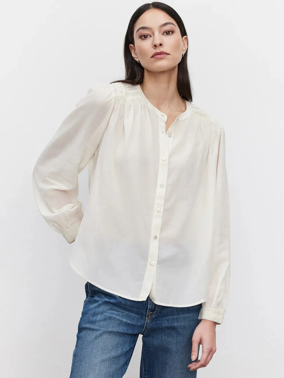 Velvet - Holly DS Embroided Lace L/S Top