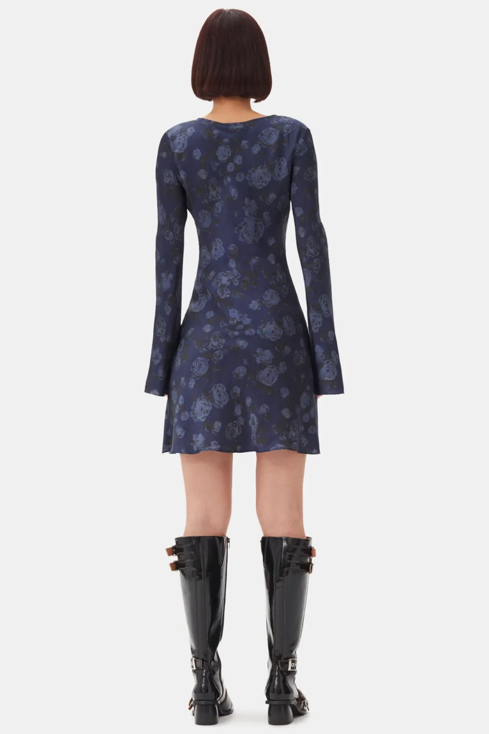 Ganni - Printed Satin Mini Dress