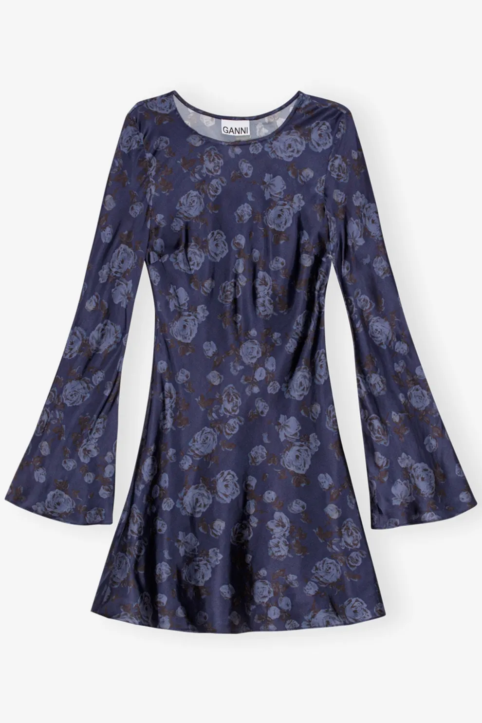 Ganni - Printed Satin Mini Dress