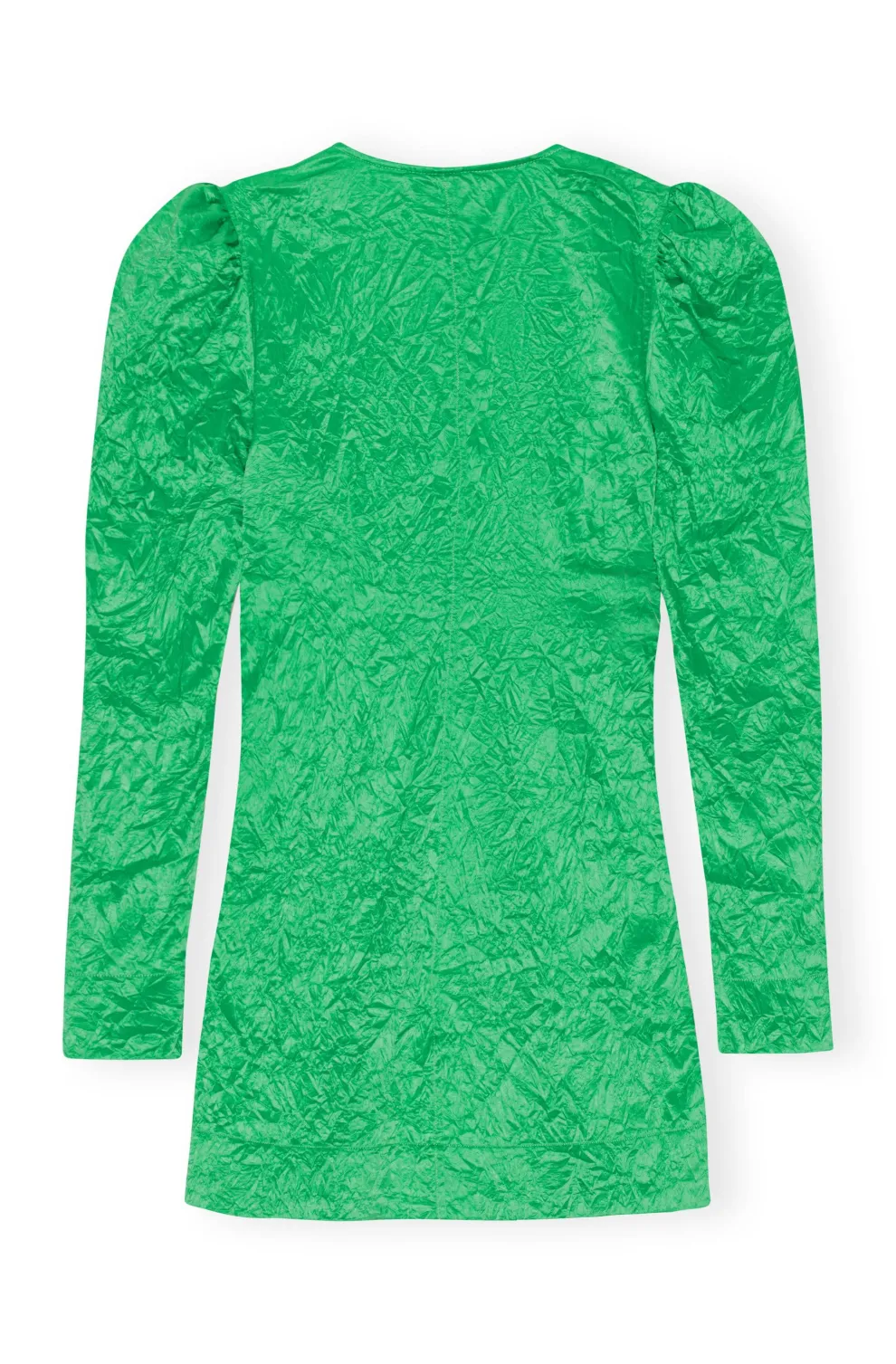 Ganni - Crinkled Satin V-neck Mini Dress