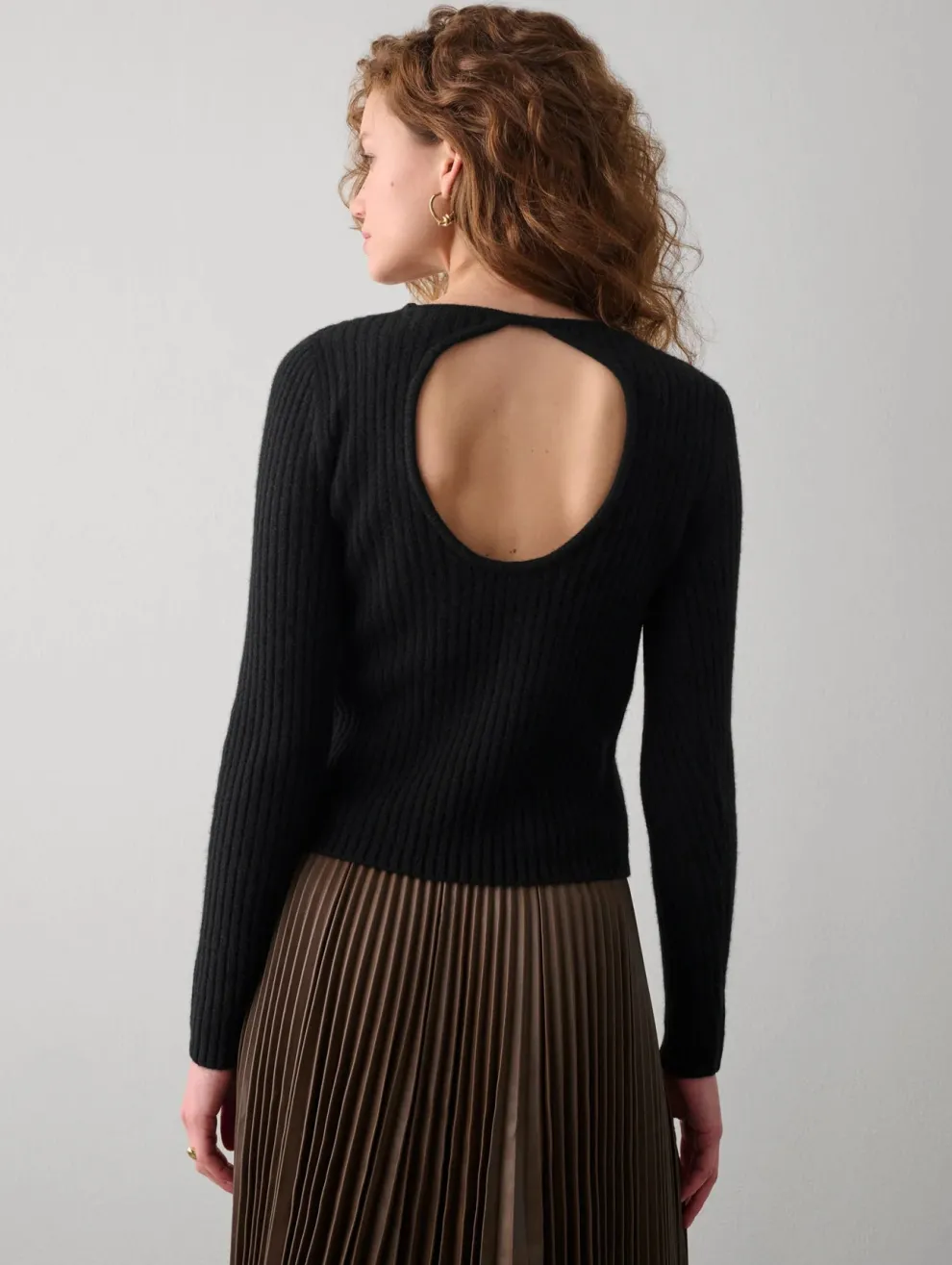 White + Warren - Cashmere Open Back Ribbed Top