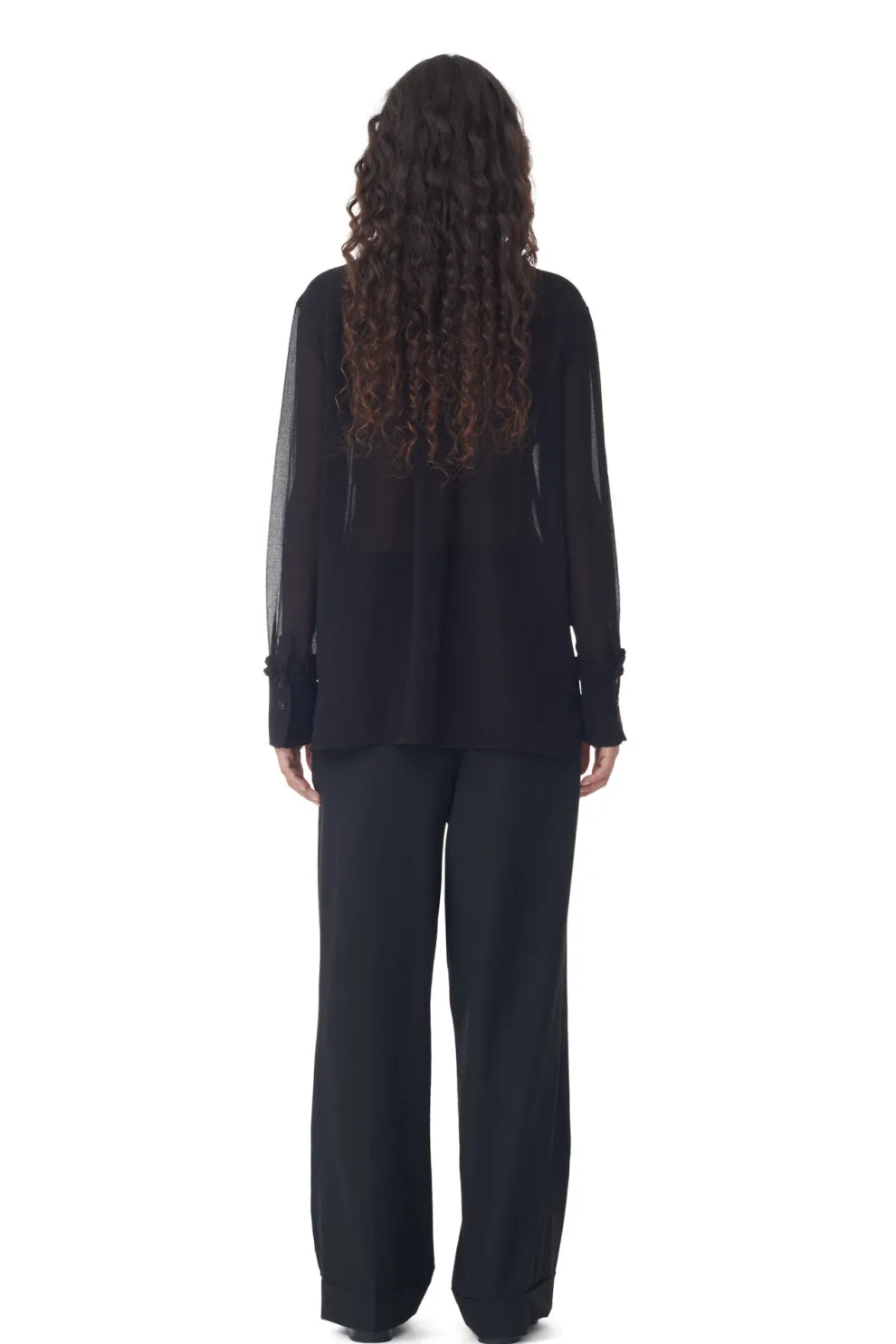 Ganni - Chiffon ruffle shirt