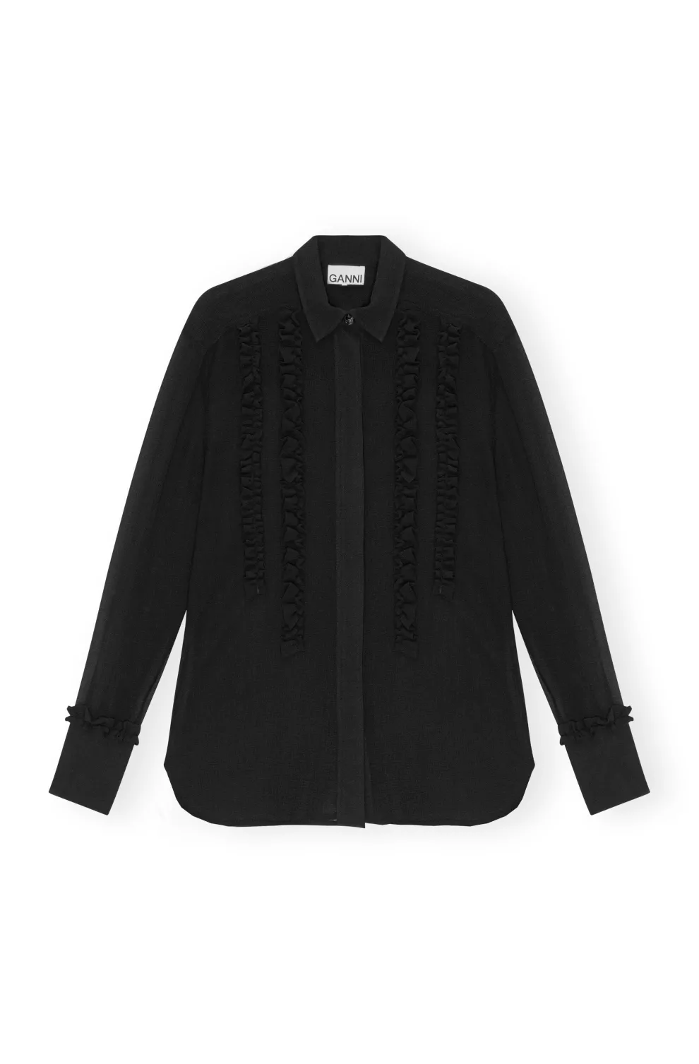 Ganni - Chiffon ruffle shirt
