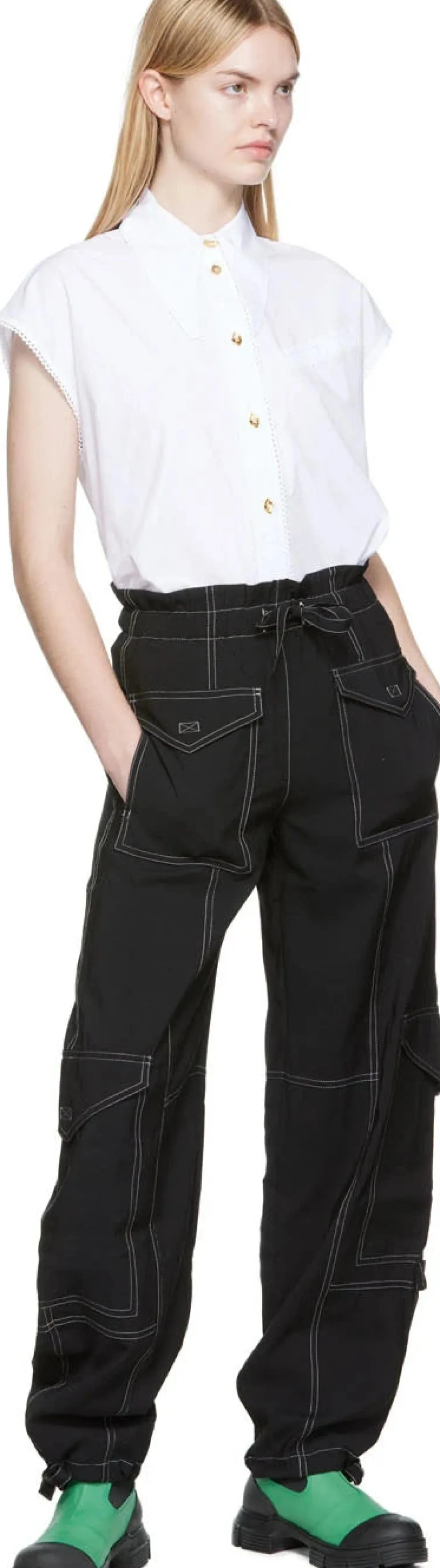 Ganni - Light Slub High Waist Pocket Pants