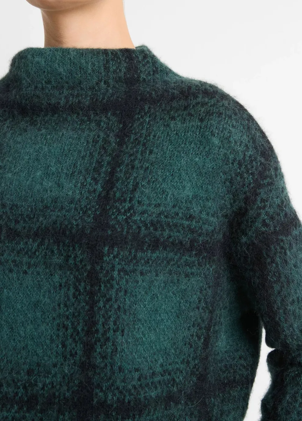 Vince - Shadow Plaid Funnel Neck Sweater