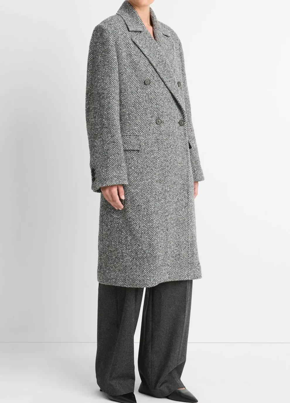 Vince - Herringbone Double Breasted Coat