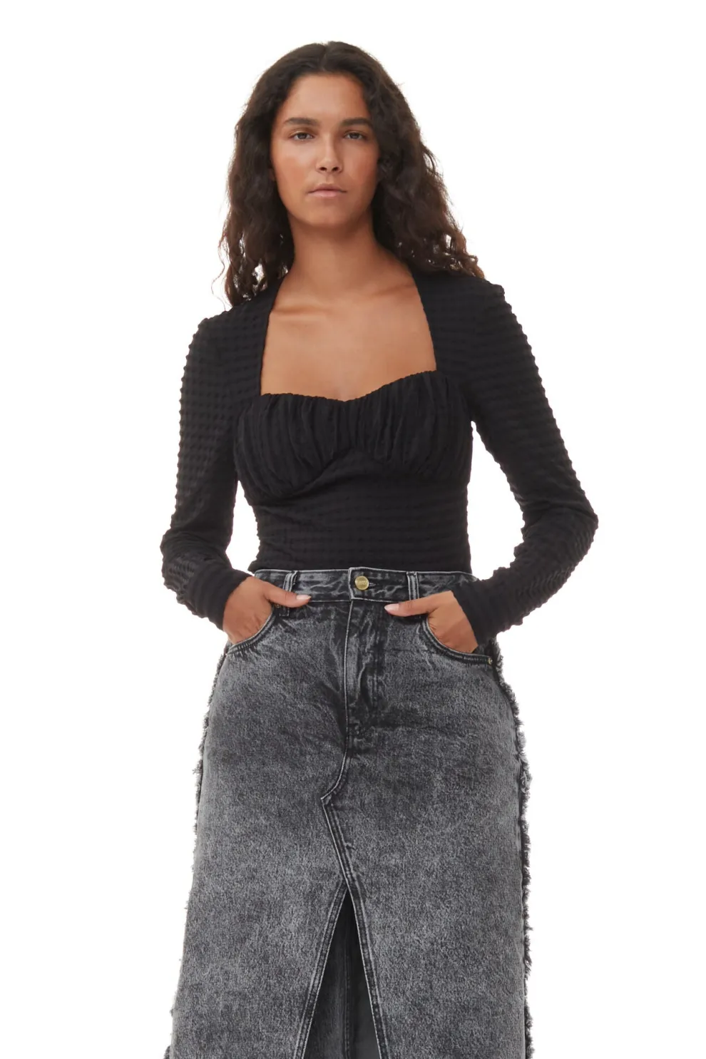 Ganni - Stretch Seersucker Blouse