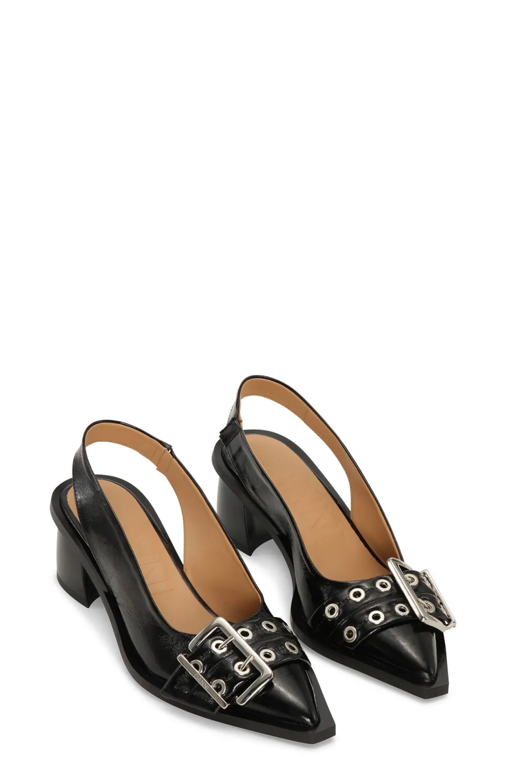 Ganni - Feminine Buckle Slingback Pump Naplack