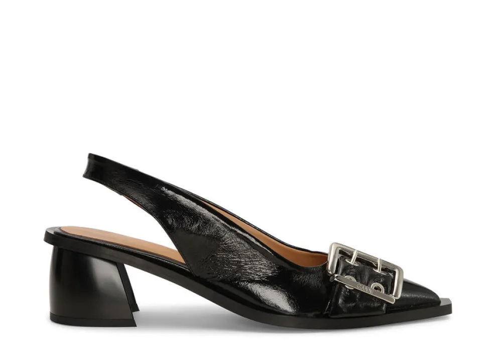 Ganni - Feminine Buckle Slingback Pump Naplack