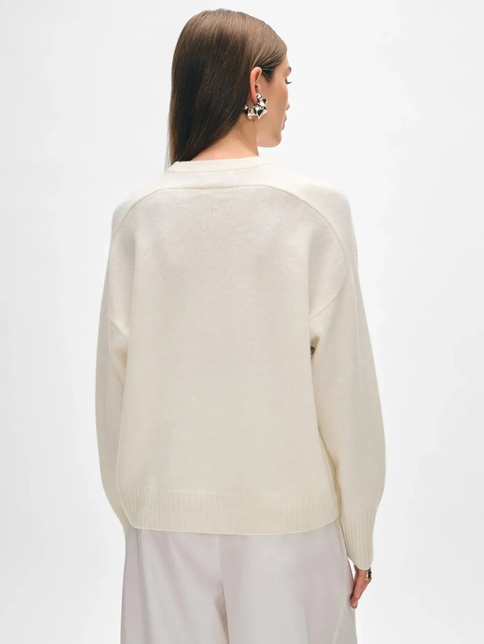White + Warren - Cashmere Floral Applique Crewneck