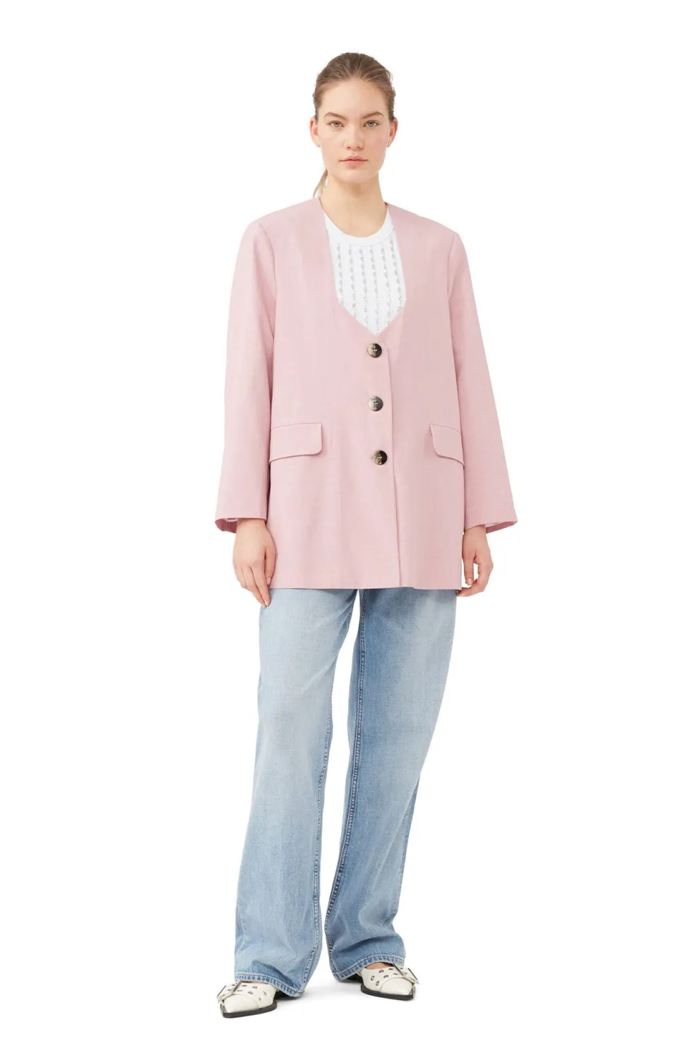 Ganni - Drapey Melange Oversized Blazer