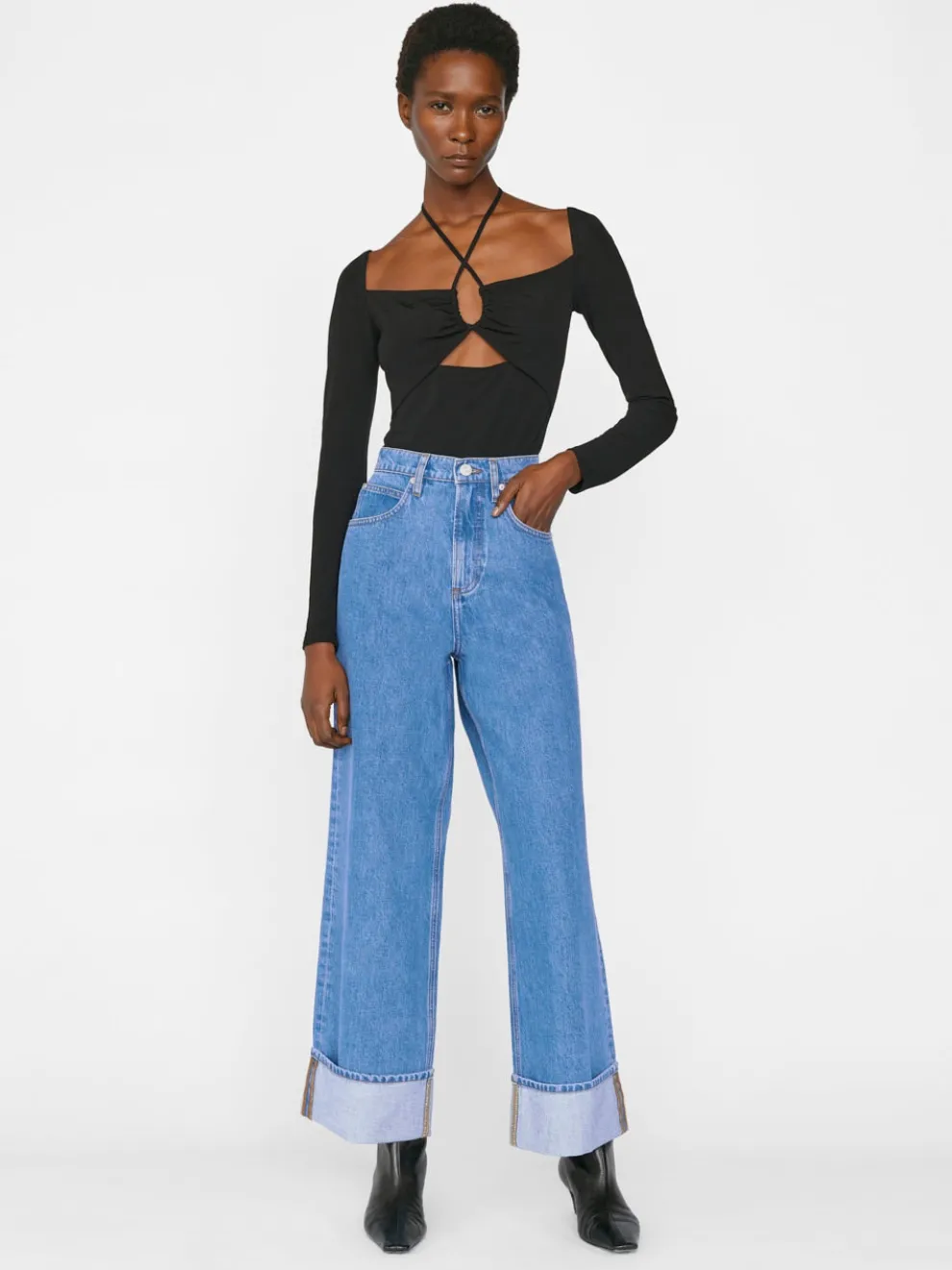 Frame - High Rise Wide Leg Jeans With Hem