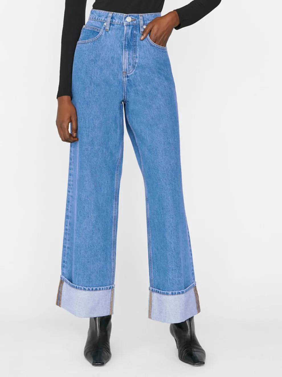 Frame - High Rise Wide Leg Jeans With Hem