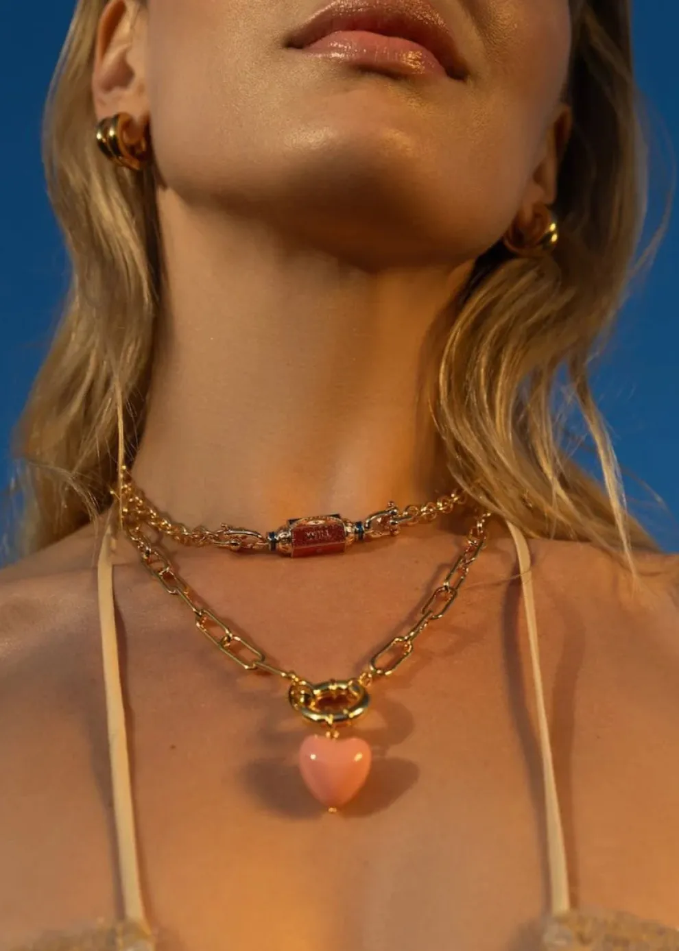 Mademoiselle Jules - Gold Cable Girl Necklace + Protection Evil Eye Talisman